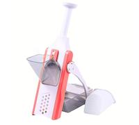 EURI | Cortador de Verduras Vertical 3 en 1 | Mandolina con 4 Tipos de Corte | Diseño Plegable, Cuchillas de Acero Inoxidable, Fácil de Limpiar | Picadora Manual | Rallador de Cocina | Blanco/Naranja