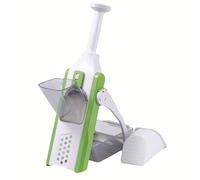 EURI | Cortador de Verduras Vertical 3 en 1 | Mandolina con 4 Tipos de Corte | Diseño Plegable, Cuchillas de Acero Inoxidable, Fácil de Limpiar | Picadora Manual | Rallador de Cocina | Blanco/Verde