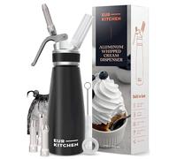 EurKitchen Dispensador de Nata Profesional en Aluminio - Sifón de Cocina Antigoteo con 3 Boquillas Decorativas y Cepillo de Limpieza - Sifón de Cocina Espumas de 500 ml - Cartucho Gas N2O No Incluido