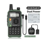 (Euro Green V1) Walkie Talkie UV S9 Plus V2 de 10 W, potente, con cargador USB, alcance de 16 km, portátil,