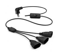 Euro Plug Extension 3 en 1 Flat Connector 2m 250V 2.5A Black Cable | Conector plano 90°, cable de alimentación europeo, para casa, oficina, electrodomésticos, ordenadores
