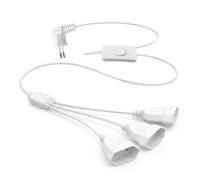 Euro Plug Extension 3 en 1 Flat Connector 2m 250V 2.5A White Cable | Conector plano 90°, cable de alimentación europeo, para casa, oficina, electrodomésticos, ordenadores