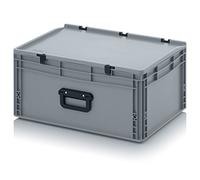 Eurobehälter 60 x 40 x 28,5 mit Scharnierdeckel und Griff (Tragegriff, Klappgriff) inkl. gratis Zollstock