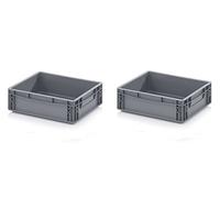 Eurobox - Juego de 2 recipientes europeos (40 x 30 x 12 cm), color gris