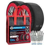 Eurocali Cadenas de Nieve Textiles Coche Homologadas EN 16662-1 Talla XXL - DriveonSnow AnchorGrip con Tacos para Tracción Estabilidad y Antideslizamiento Montaje Rápido - Nieve y Hielo hasta 40 km/h