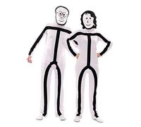 EuroCarnavales Disfraz con máscaras Stickman adulto - Blanco - S (48)