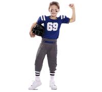 EUROCARNAVALES Disfraz Jugador de fútbol Americano Azul niño - 10-12 años (139-155 cm)
