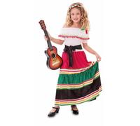 Eurocarnavales Disfraz Mexicana Colorida para Niña 5-6 años (105-121 cm)