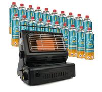 Eurocatch Calefactor de gas - Incl. 20 Bombonas de gas - Estufa - Calentador de patio - Calentador Portátil - Ajustable - Butane