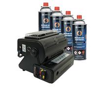 Eurocatch Calefactor de gas - Incl. 4 Bombonas de gas - Estufa - Calentador de patio - Calentador Portátil - Ajustable - Butane