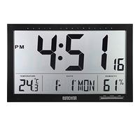 Eurochron EFWU Jumbo 100 - Reloj de Pared inalámbrico (370 x 230 x 30 mm), Color Negro