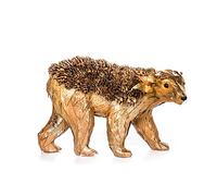 EUROCINSA Oso de pie Oro de poliespán con Hojas de Naranjo y piñas Brillantes 27x19cm. 2uds, Dorado, Talla única