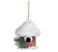 EUROCINSA Ref.28509 Casita pájaro Colgante de cartón Oro con tejado nevado 11Øx13cm. 6uds, Rojo/Blanco, Talla única