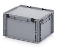 Eurocontenedor, 40 x 30 x 23,5 cm, con tapa con bisagra, incluye metro plegable.