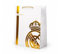 EuroFiestas, Bolsa de Papel para Regalo Real Madrid, Bolsa del Real Madrid muy Resistente con Asa de Cuerda Elegante, Ideal para Regalar a los mas Aficionados, 1 Ud (Oro, 30x12x40)