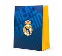 EuroFiestas, Bolsa de Papel para Regalo Real Madrid, Bolsa del Real Madrid muy Resistente con Asa de Cuerda Elegante, Ideal para Regalar a los mas Aficionados, 1 Ud (Escudo, 26x12x32)