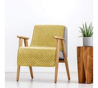 Eurofirany Bettüberwurf Velvet Samt Tagesdecke Fischschuppenmuster edredón Elegante Glamour Dormitorio salón Gästezimmer Lounge, Mostaza 70 x 160 cm