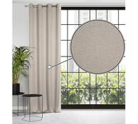 Eurofirany Carlo Cortina Opaca Extra Larga con Ojales - 1 Unidad, Pesada 340g/m², Cortina Térmica Aislante, Oscurecimiento de Habitación, Dormitorio, Sala de Estar, 135x250 cm, Beige