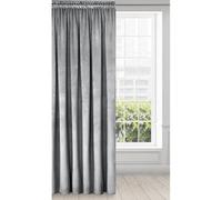 Eurofirany Cortina de Terciopelo con Cinta Fruncidora - 1 Panel, Tratamiento de Ventana Opaca, Cortinas para Dormitorio, Cocina, Sala de Estar, Súper Suave, 140x270 cm, Gris Claro