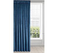 Eurofirany Cortina de Terciopelo con Cinta Fruncidora - 1 Panel, Tratamiento de Ventana Opaca, Cortinas para Dormitorio, Cocina, Sala de Estar, Súper Suave, 140x270 cm, Azul Oscuro