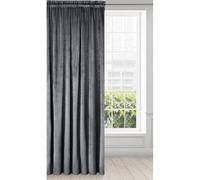 Eurofirany Cortina de Terciopelo con Cinta Fruncidora - 1 Panel, Tratamiento de Ventana Opaca, Cortinas para Dormitorio, Cocina, Sala de Estar, Súper Suave, 140x270 cm, Gris Oscuro