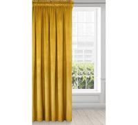 Eurofirany Cortina de Terciopelo con Cinta Fruncidora - 1 Panel, Tratamiento de Ventana Opaca, Cortinas para Dormitorio, Cocina, Sala de Estar, Súper Suave, 140x270 cm, Amarillo