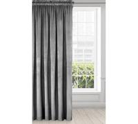 Eurofirany Cortina de Terciopelo con Cinta Fruncidora - 1 Panel, Tratamiento de Ventana Opaca, Cortinas para Dormitorio, Cocina, Sala de Estar, Súper Suave, 140x270 cm, Gris