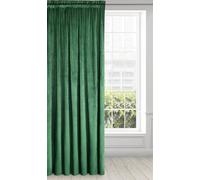 Eurofirany Cortina de Terciopelo con Cinta Fruncidora - 1 Panel, Tratamiento de Ventana Opaca, Cortinas para Dormitorio, Cocina, Sala de Estar, Súper Suave, 140x270 cm, Verde