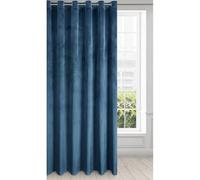 Eurofirany Cortina de Terciopelo con Ojales - 1 Panel, Tratamiento de Ventana Opaca, Cortinas para Dormitorio, Cocina, Sala de Estar, Súper Suave, 215x250 cm, Azul Oscuro