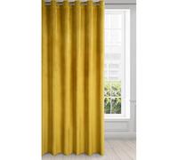 Eurofirany Cortina de Terciopelo con Ojales - 1 Panel, Tratamiento de Ventana Opaca, Cortinas para Dormitorio, Cocina, Sala de Estar, Súper Suave, 215x250 cm, Amarillo
