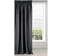 Eurofirany - Cortina Fruncida Unicolor Lienzo, para salón, 1 Unidad, Negro, 140 x 270 cm