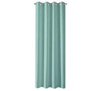 Eurofirany Cortina Lisa estructurada Pompons patrón Tendencia Ojales Peppig Noble Glamour Dormitorio Sala de Estar, Turquesa Claro, 135 x 250 cm