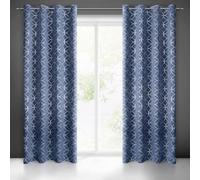 Eurofirany Cortina Opaca con patrón Aislante de luz, 8 Ojales, 1 Pieza, Elegante, Lisa, Azul Oscuro, Sala de Estar, Dormitorio, Sala de Estar