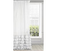 Eurofirany Dolly Cortina con Fronzoli, Cortina Transparente con Cinta de Cortina - 1 Unidad, Cortina gótica, Cortina para Ventana, Dormitorio, Salón, 140x250 cm, Blanco