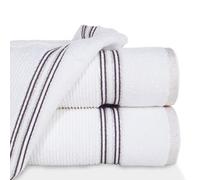Eurofirany Filon Toalla de Mano de algodón a Rayas Simple Cenefa Suave patrón Grueso, Juego de 6 Unidades Oeko-Tex, Blanco, 50 x 90 cm