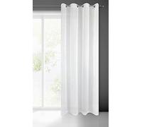 Eurofirany FRIDA Voile Gardine Vorhang mit Ösen - 1 Stk. Transparent Gardine Leinenoptik Durchsichtig Einfarbige für Schlafzimmer Wohnzimmer Kinderzimmer, 140x250cm, Weiß