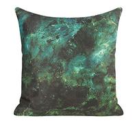 Eurofirany - Funda de cojín para sofá, decoración de Habitaciones, Elegante y Noble, Terciopelo Exclusivo mármol, Turquesa + Negro, 45 x 45 cm, 2