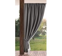Eurofirany GARDEN Cortinas Exterior con Rod Bolsillo - 1 pz. Cortina de Exterior Impermeable, Resistentes al Viento, Cortina para Jardín, Patio, Balcón, Terazza, 155x200 cm, Gris Oscuro