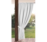 Eurofirany GARDEN Cortinas Exterior con Rod Bolsillo - 1 pz. Cortina de Exterior Impermeable, Resistentes al Viento, Cortina para Jardín, Patio, Balcón, Terazza, 155x200 cm, Blanco