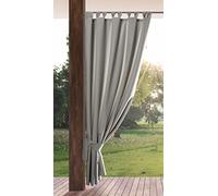 Eurofirany GARDEN Cortinas Exterior con Trabillas - 1 pz. Cortina de Exterior Impermeable, Resistentes al Viento, Cortina para Jardín, Patio, Balcón, Terazza, 155x260 cm, Gris Claro