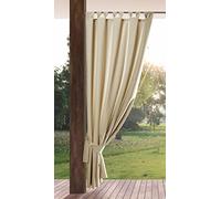 Eurofirany Garden Outdoorvorhäng mit Schlaufenschal- 1 STK. Abnehmbaren Schlaufen, Sonnenschutz Sichtschutz Winddicht Wasserdicht Vorhäng für Pavillon Terrasse Pergola, 155x240 cm, Hellbeige