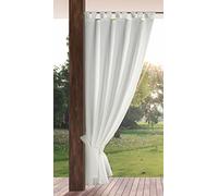 Eurofirany Garden Outdoorvorhäng mit Schlaufenschal- 1 STK. Abnehmbaren Schlaufen, Sonnenschutz Sichtschutz Winddicht Wasserdicht Vorhäng für Pavillon Terrasse Pergola, 155x220 cm, Weiß