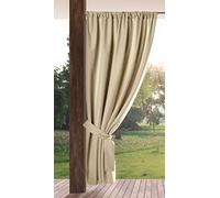 Eurofirany Garden Outdoorvorhäng mit Stangentaschen - 1 STK. Sonnenschutz Sichtschutz Winddicht Wasserdicht Outdoor Vorhäng für Pavillon Terrasse Pergola Balkon, 155x200 cm, Hellbeige