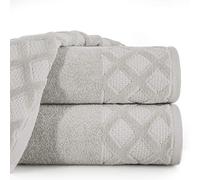 Eurofirany - Juego de 3 Toallas de Mano de algodón Suave, 70 x 140 cm, diseño a Cuadros, Ribete de Cuadros, Color Gris