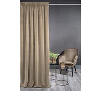 Eurofirany Kristi Cortina de Terciopelo con Cinta - 1 Ud. Cortina Aislante Térmica, Blackout, Opaca, para Dormitorio, Salón, Densidad 330g/m², 140x270 cm, Marrón Claro