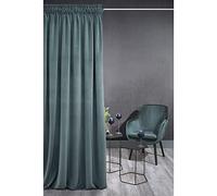 Eurofirany Kristi Cortina de Terciopelo con Cinta de Cortina - 1 ud. Cortina Aislante Térmica, Blackout, Opaca, para Dormitorio, Salón, Densidad 330g/m², 140x270 cm, Azul Claro