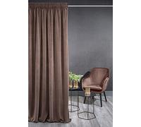 Eurofirany Kristi Cortina de Terciopelo con Cinta de Cortina - 1 ud. Cortina Aislante Térmica, Blackout, Opaca, para Dormitorio, Salón, Densidad 330g/m², 140x270 cm, Café