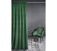 Eurofirany Kristi Cortina de Terciopelo con Cinta de Cortina - 1 ud. Cortina Aislante Térmica, Blackout, Opaca, para Dormitorio, Salón, Densidad 330g/m², 140x270 cm, Verde Oscuro