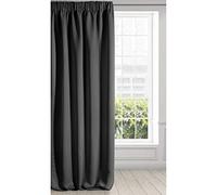 Eurofirany Logan Opaca Extralarga-1 Unidad, Cinta de Cortina, Bloquea la Luz, Oscurece la Habitación, Dormitorio, Sala de Estar, satén, Negro, 135x270 cm