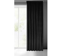 Eurofirany Madlen Cortina de Terciopelo, Cortina de Terciopelo, con Cinta Plisada, 1 Unidad, Suave, Elegante, Lisa, Monocolor, Moderna, clásica, para salón, Dormitorio, 140 x 300 cm, Negra